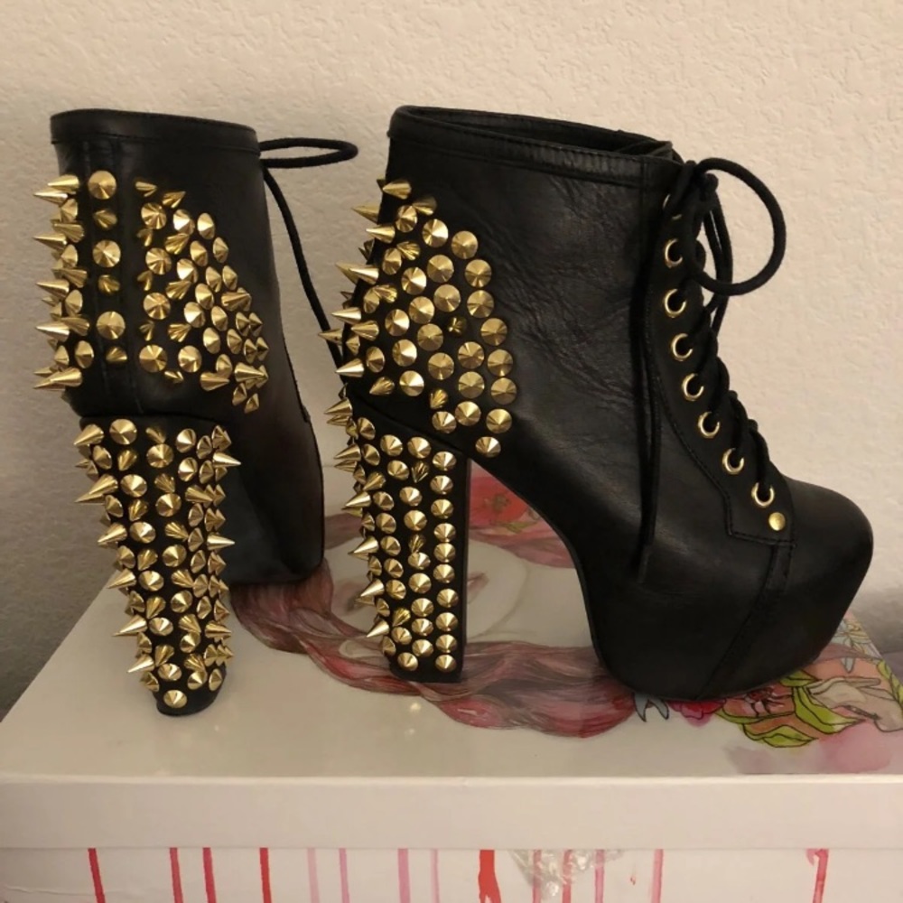 Jeffrey Campbell Gold Spike Black Litas